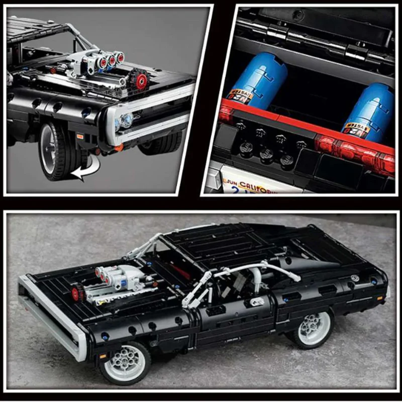 1168pcs Fast and Furious 1970 Dom's Dodge Charger 43211 42111 - Image 6