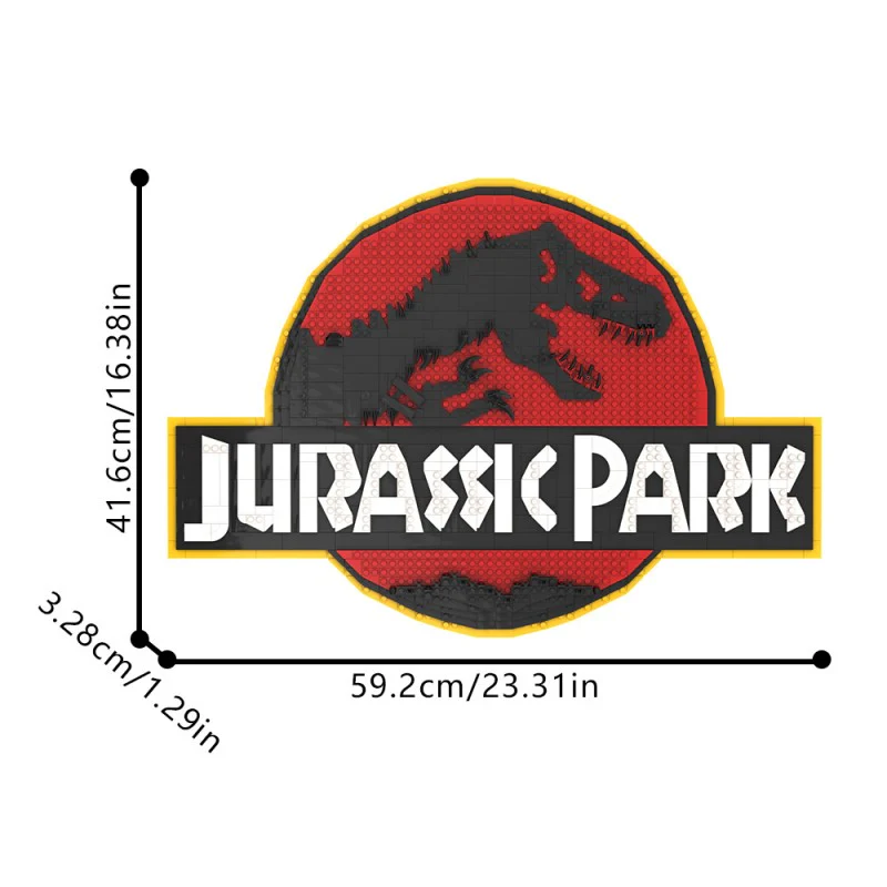 (Gobricks version) 1107pcs MOC Jurassic Park Logo Wall Display LEGO Compatible - Image 7