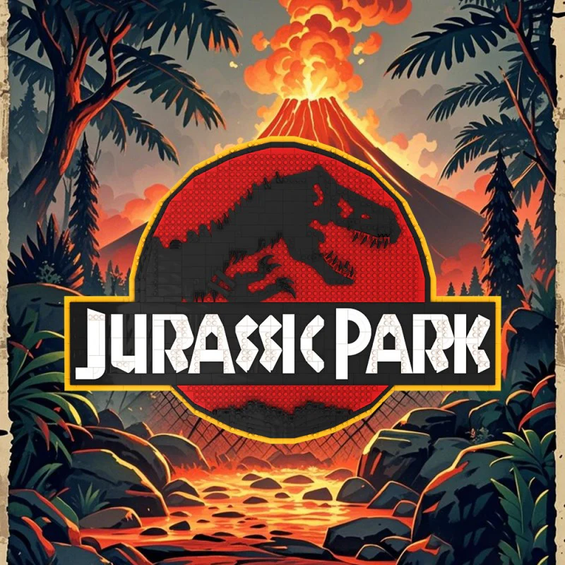 (Gobricks version) 1107pcs MOC Jurassic Park Logo Wall Display LEGO Compatible - Image 8