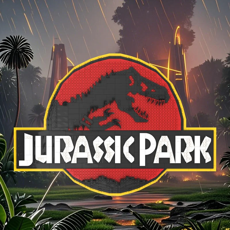 (Gobricks version) 1107pcs MOC Jurassic Park Logo Wall Display LEGO Compatible - Image 9