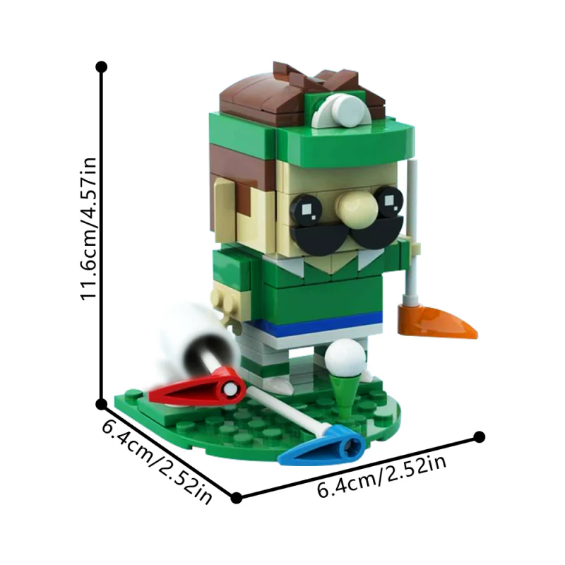 (Gobricks version) 129pcs MOC-216719 Luigi (Mario Golf Editon) - Image 3