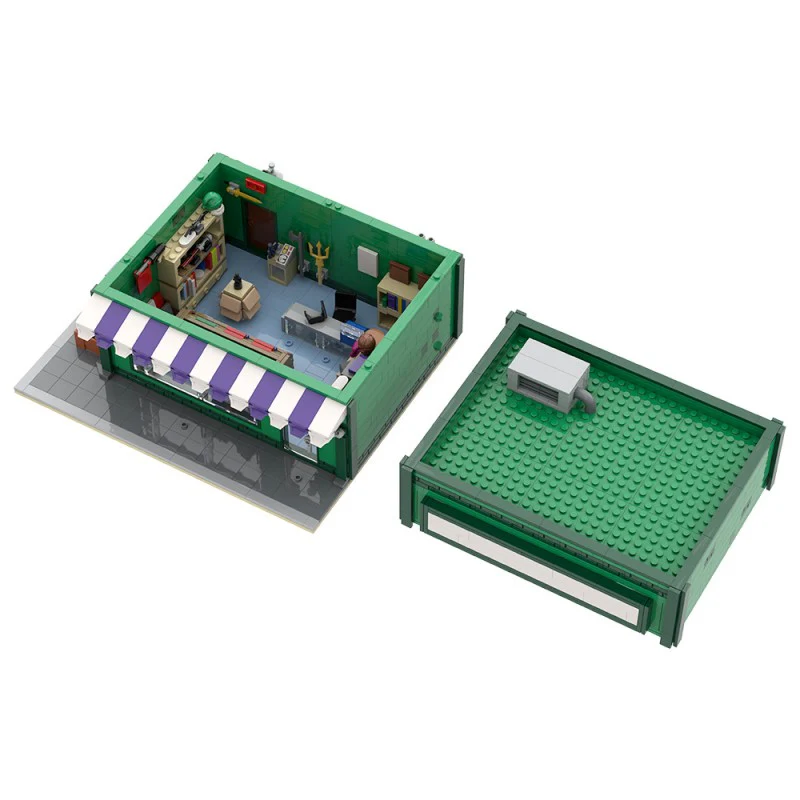 (Gobricks version) 1438pcs MOC-223229 Modular The Android's Dungeon & Baseball Card Shop - Image 4