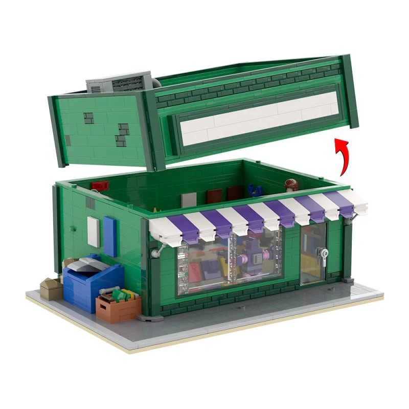 (Gobricks version) 1438pcs MOC-223229 Modular The Android's Dungeon & Baseball Card Shop - Image 5
