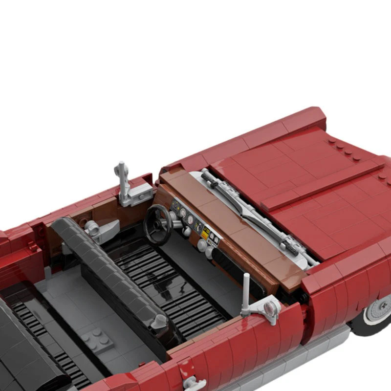(Gobricks version) 1669pcs MOC Pontiac Bonneville 1966 Dark Red LEGO Compatible - Image 3