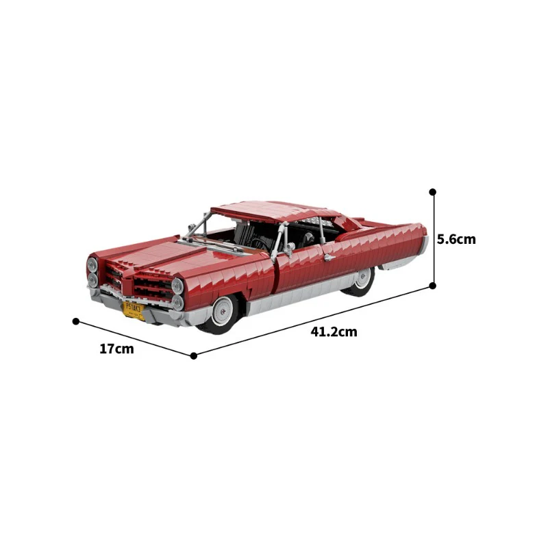 (Gobricks version) 1669pcs MOC Pontiac Bonneville 1966 Dark Red LEGO Compatible - Image 4