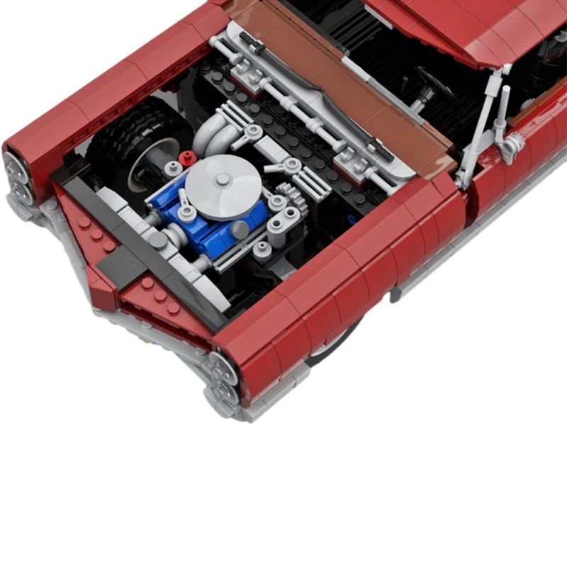 (Gobricks version) 1669pcs MOC Pontiac Bonneville 1966 Dark Red LEGO Compatible - Image 7