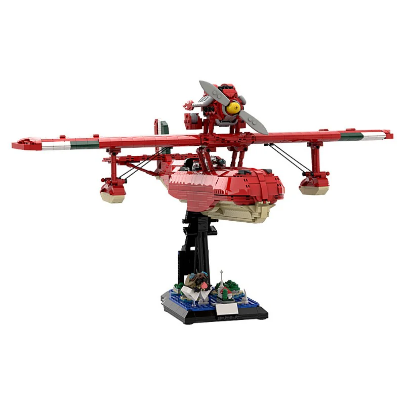 (Gobricks version) 2338pcs MOC Red Pig Aircraft Savoia S21 LEGO Compatible - Image 3