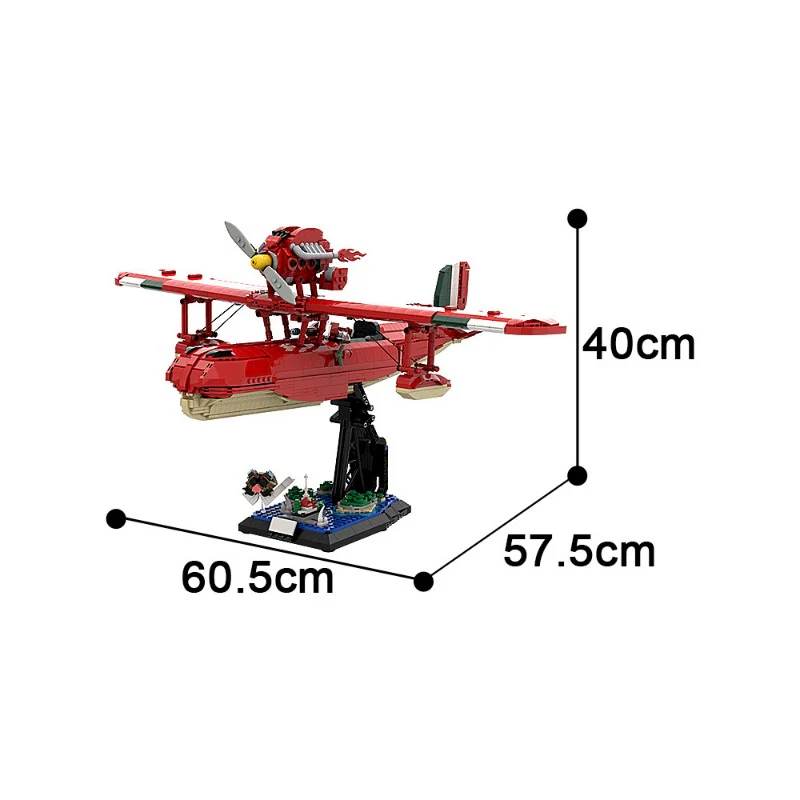 (Gobricks version) 2338pcs MOC Red Pig Aircraft Savoia S21 LEGO Compatible - Image 4