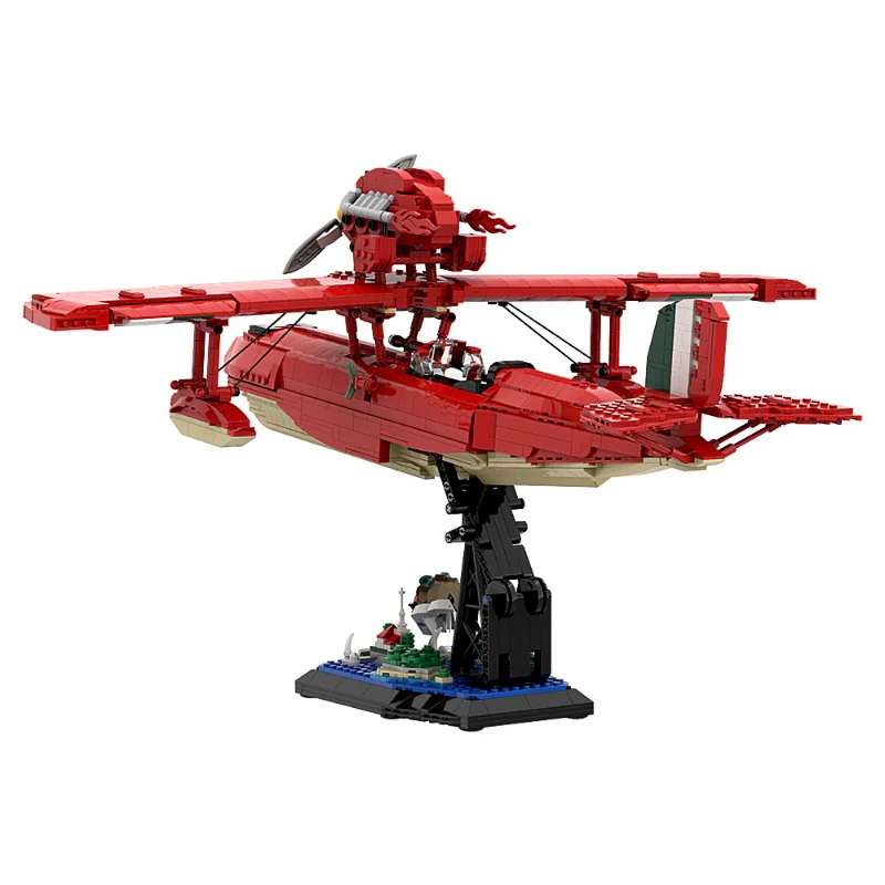 (Gobricks version) 2338pcs MOC Red Pig Aircraft Savoia S21 LEGO Compatible - Image 5