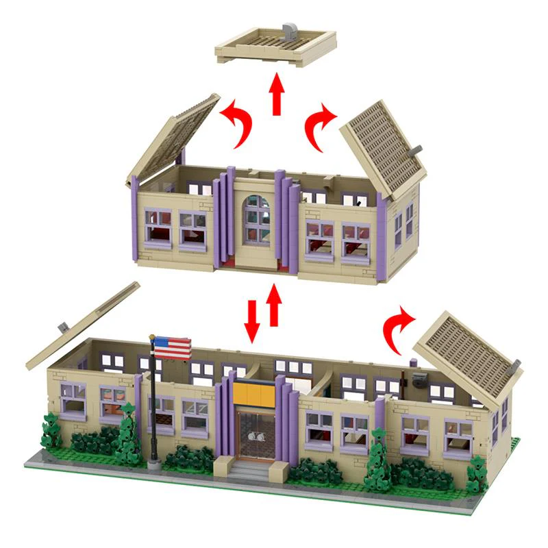 (Gobricks version) 2550pcs MOC-177723 Modular Springfield Elementary School - Image 9