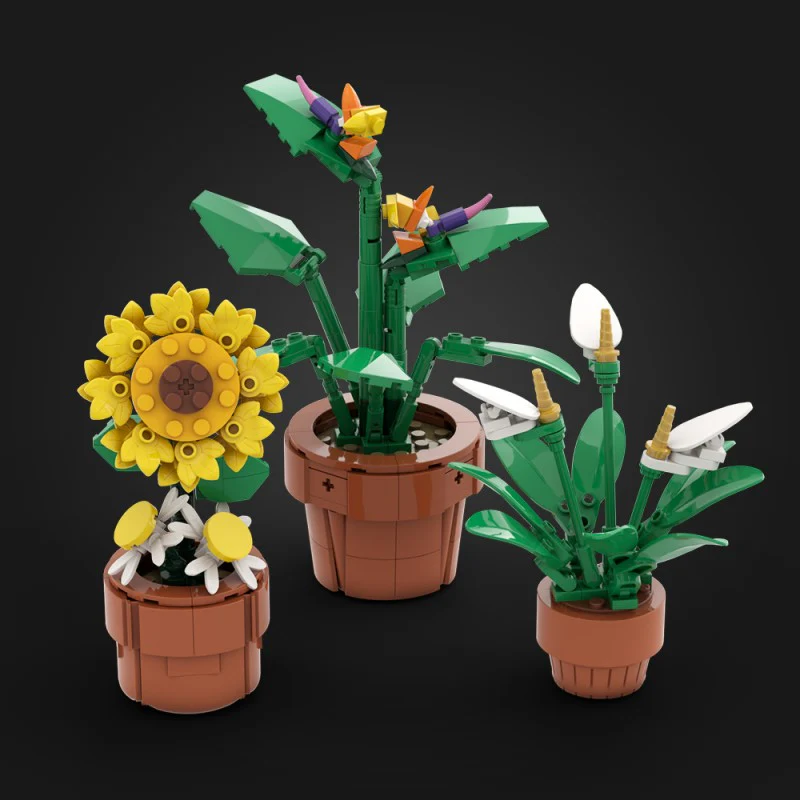 (Gobricks version) 340pcs MOC Small potted tropical plants - Image 11