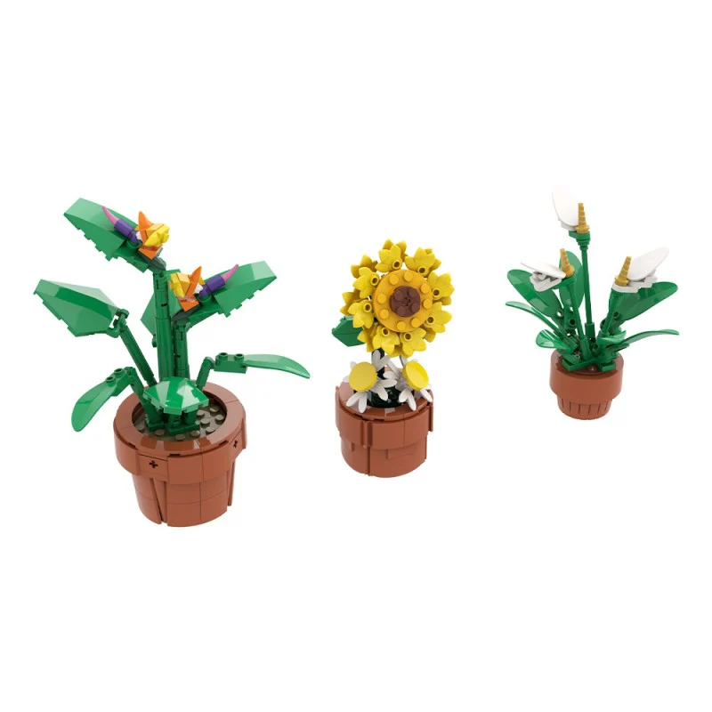 (Gobricks version) 340pcs MOC Small potted tropical plants - Image 2