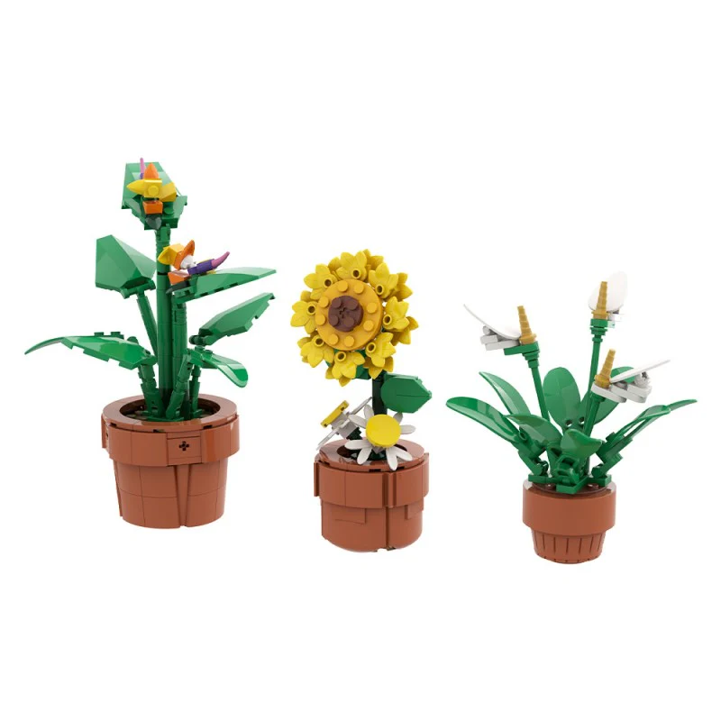 (Gobricks version) 340pcs MOC Small potted tropical plants - Image 3