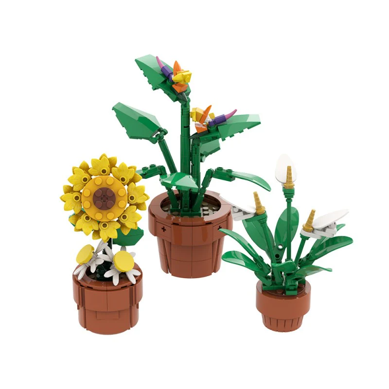 (Gobricks version) 340pcs MOC Small potted tropical plants - Image 4