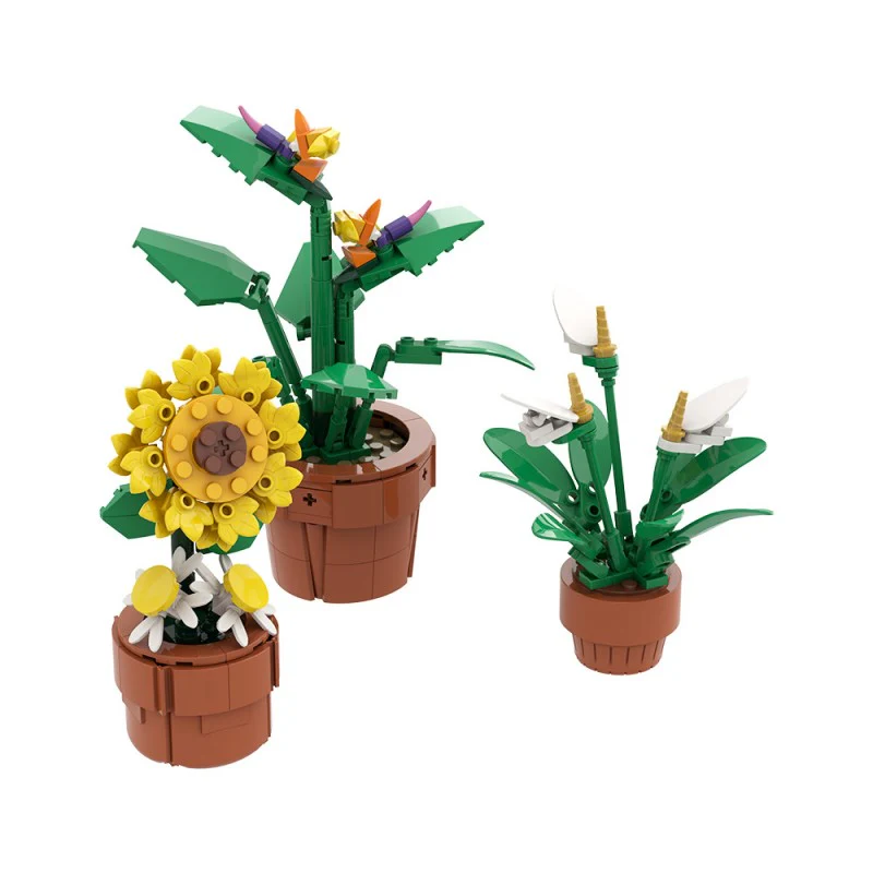 (Gobricks version) 340pcs MOC Small potted tropical plants - Image 5