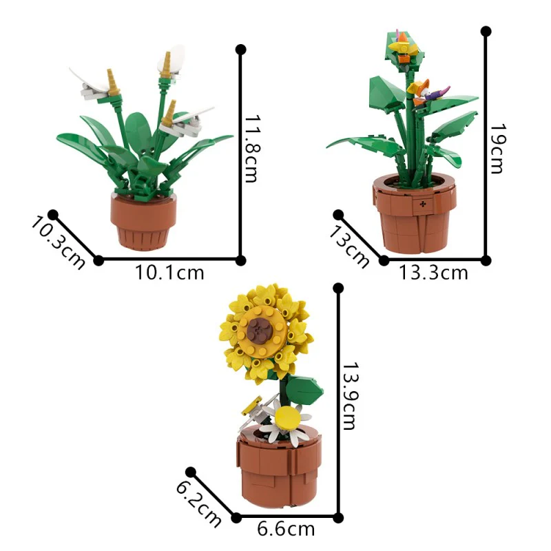 (Gobricks version) 340pcs MOC Small potted tropical plants - Image 6