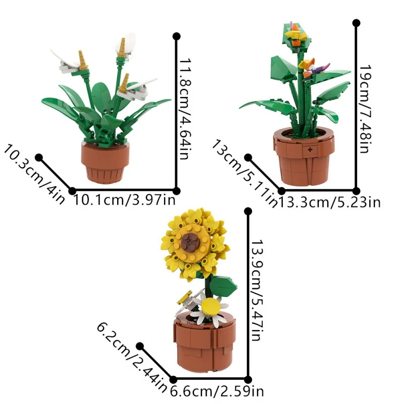 (Gobricks version) 340pcs MOC Small potted tropical plants - Image 7