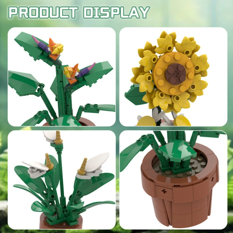 (Gobricks version) 340pcs MOC Small potted tropical plants - Image 8