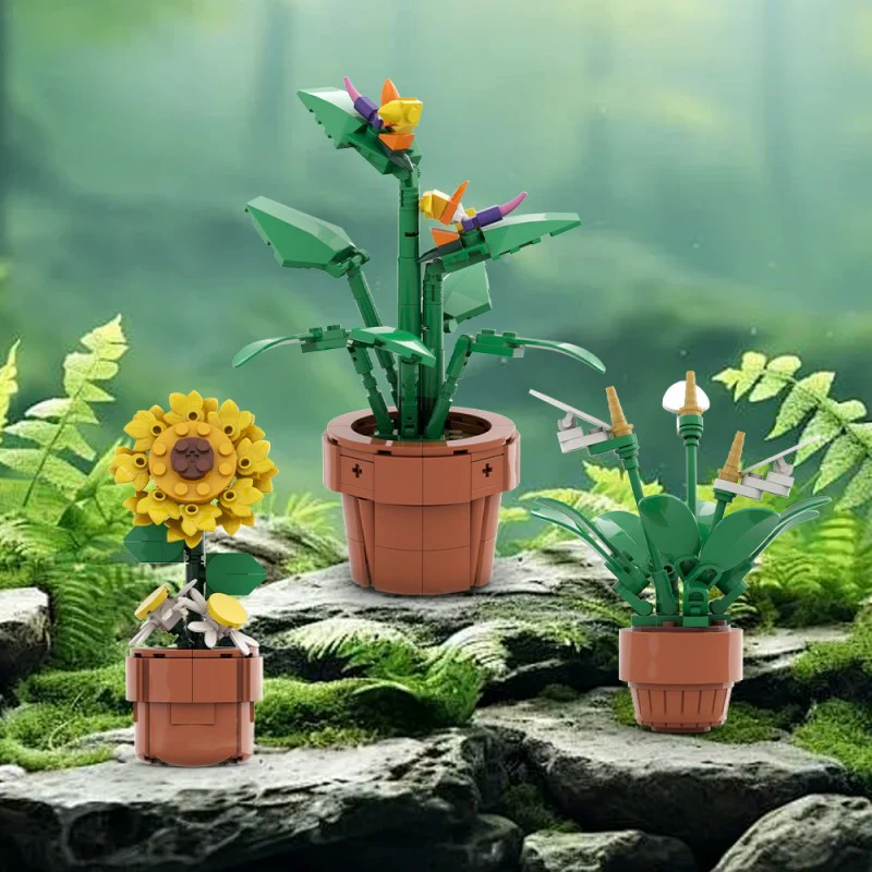(Gobricks version) 340pcs MOC Small potted tropical plants - Image 9