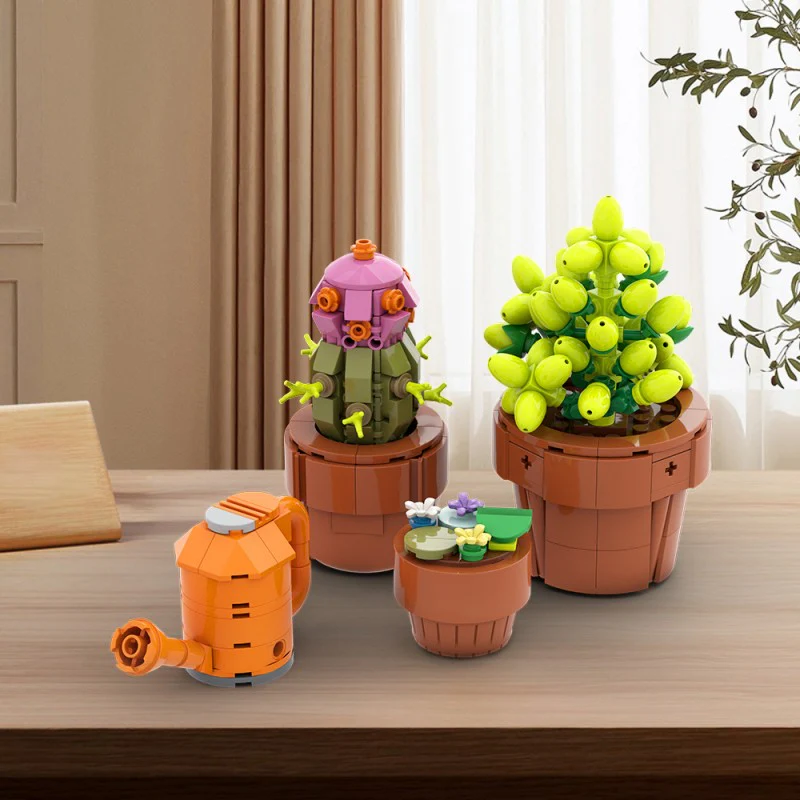 (Gobricks version) 400pcs MOC Drought-tolerant plants in small pots - Image 11