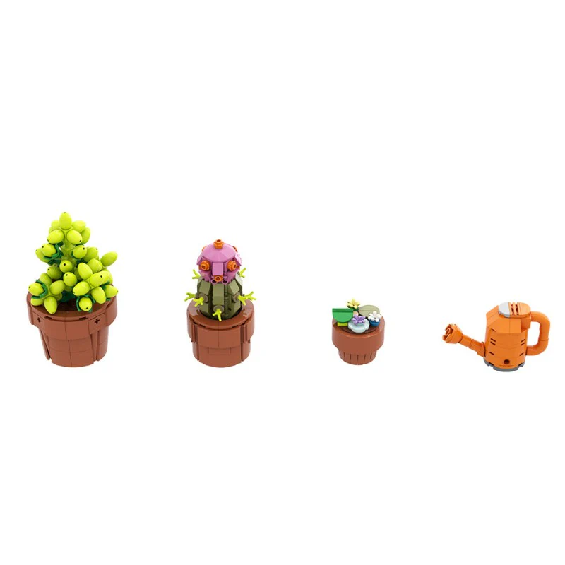 (Gobricks version) 400pcs MOC Drought-tolerant plants in small pots - Image 2