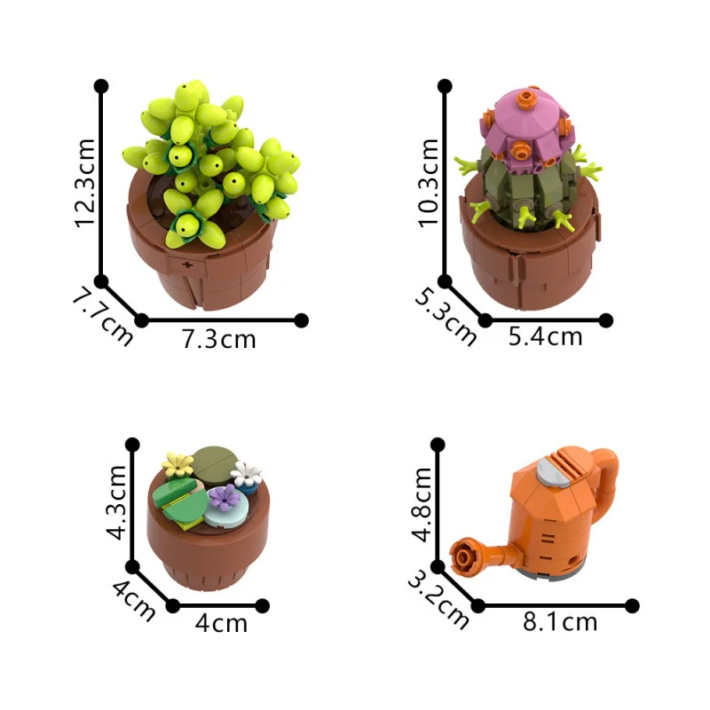 (Gobricks version) 400pcs MOC Drought-tolerant plants in small pots - Image 7