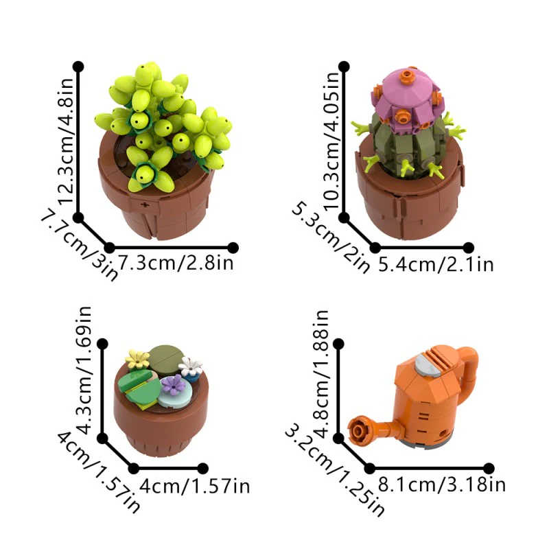 (Gobricks version) 400pcs MOC Drought-tolerant plants in small pots - Image 8
