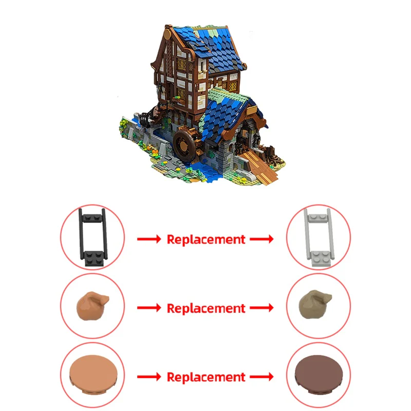 (Gobricks version) 4062pcs MOC-173041 Medieval Sawmill - Double 21325 Medieval Blacksmith Alternative Build - Image 7
