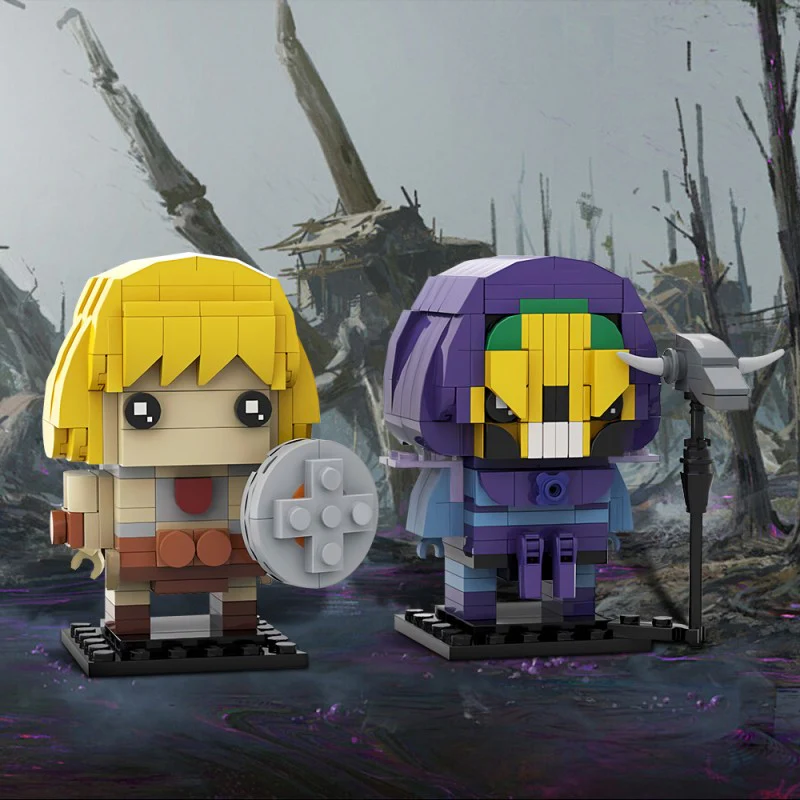 (Gobricks version) 416pcs MOC-201373 He-Man & Skeletor (Masters of the Universe) Brickheadz - Image 8