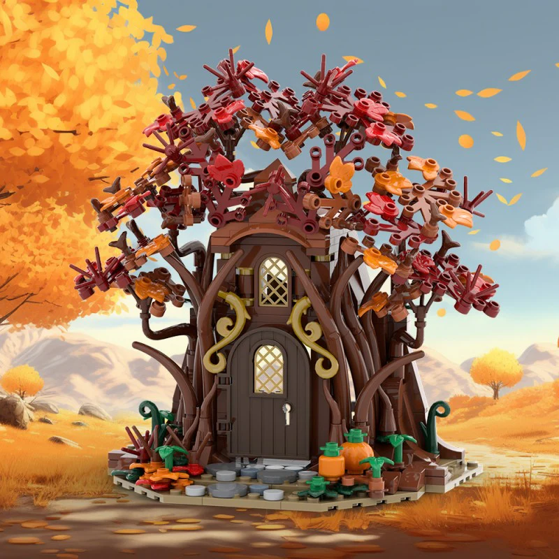 (Gobricks version) 421pcs MOC Woodland Elf House in Autumn - Image 10