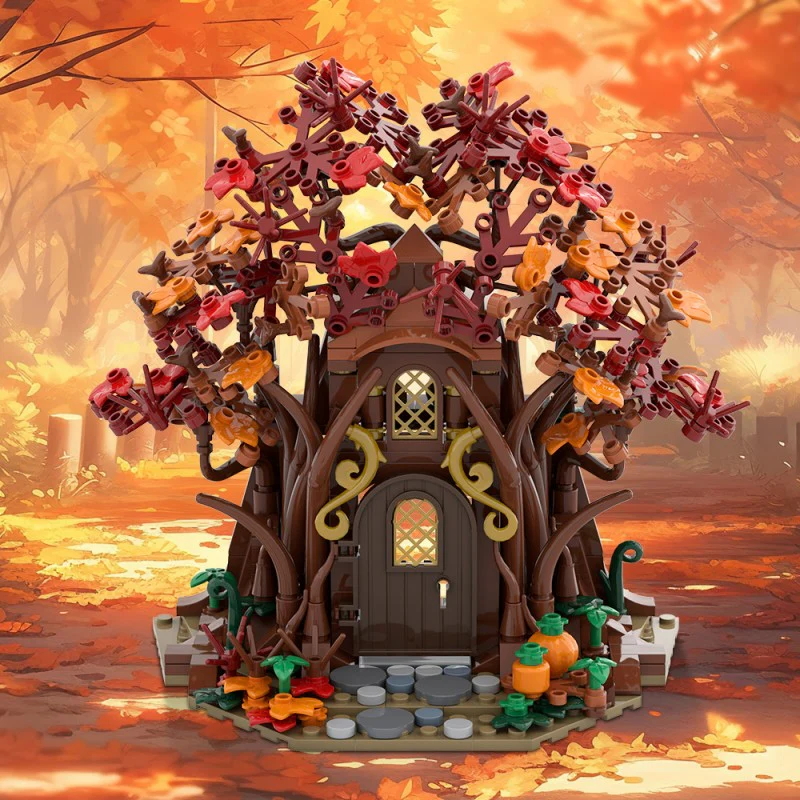 (Gobricks version) 421pcs MOC Woodland Elf House in Autumn - Image 9