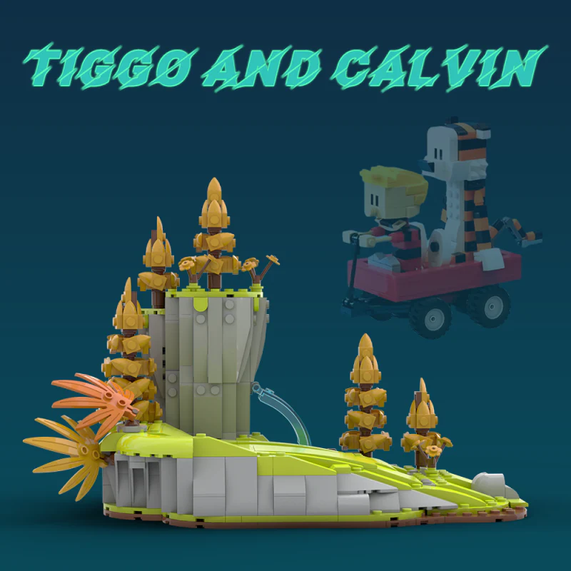 (Gobricks version) 436pcs MOC Calvin and Hobbes - Tigger on the grass - Image 11
