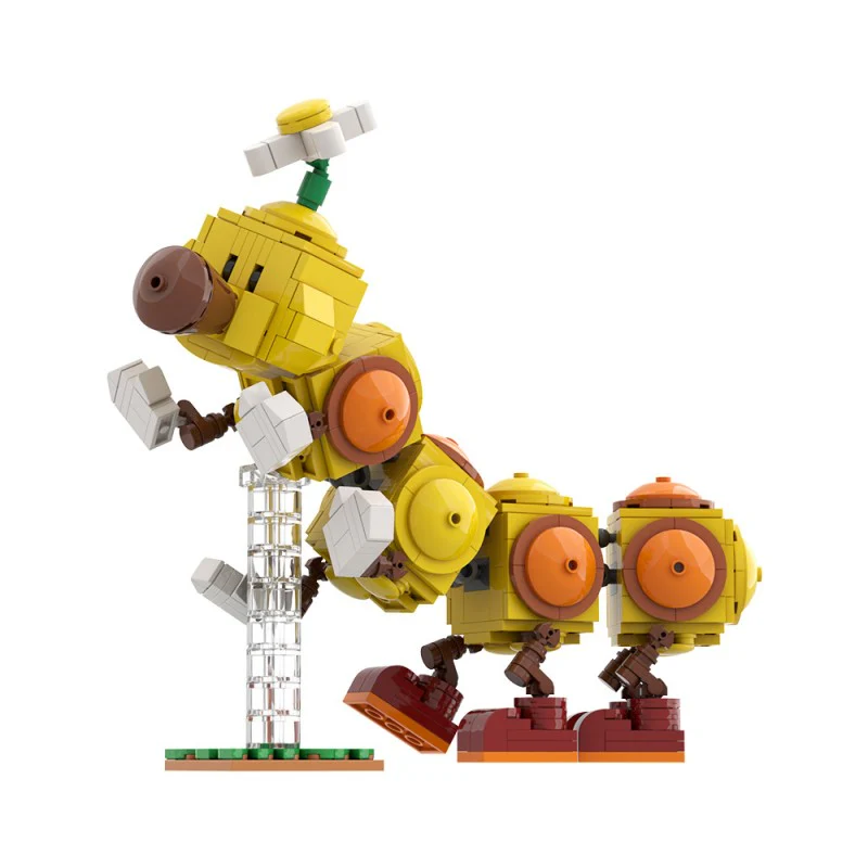 (Gobricks version) 470pcs MOC-163071 Happy Wiggler - Posable Display Figure 02 - Super Mario Bros - Image 3