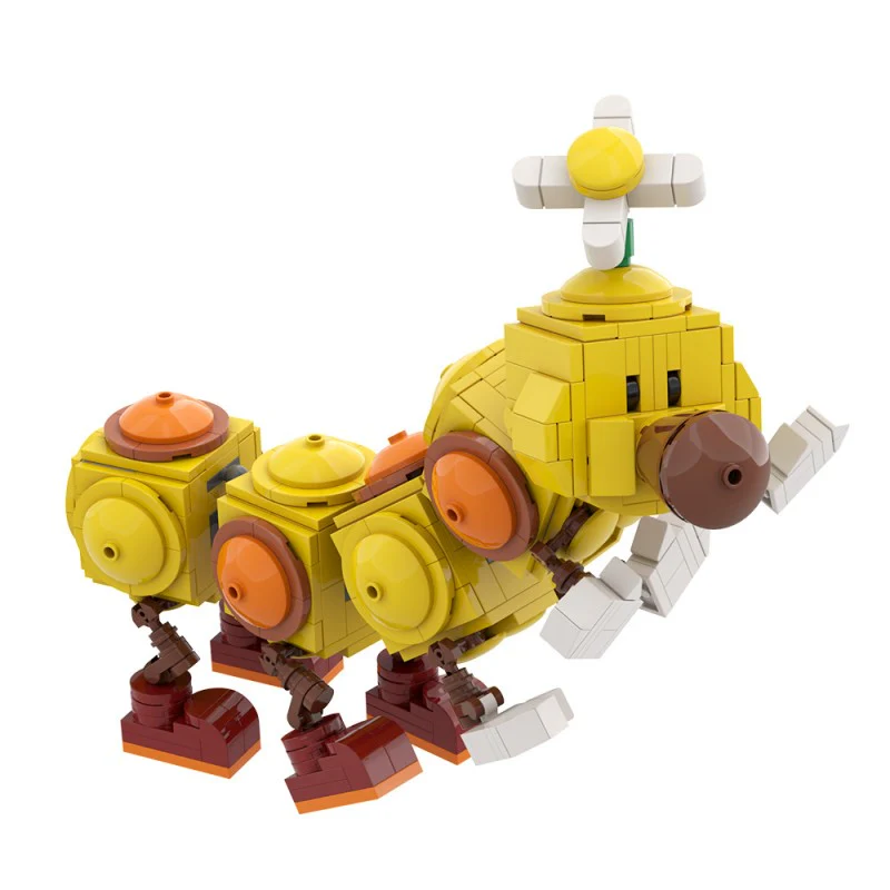 (Gobricks version) 470pcs MOC-163071 Happy Wiggler - Posable Display Figure 02 - Super Mario Bros - Image 4