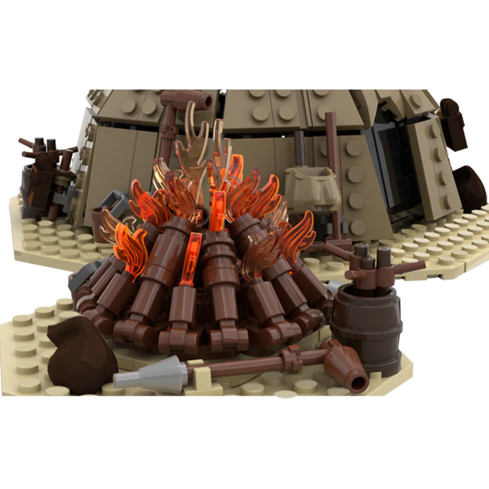 (Gobricks version) 560PCS MOC-97196 Tusken Raider Urtya Tent - Campfire/ Village on Tatooine - Image 3