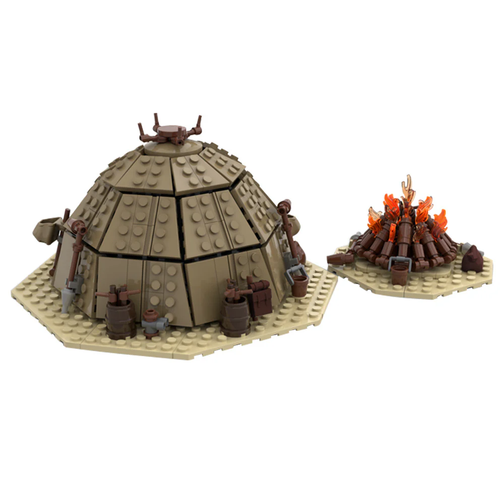(Gobricks version) 560PCS MOC-97196 Tusken Raider Urtya Tent - Campfire/ Village on Tatooine - Image 4
