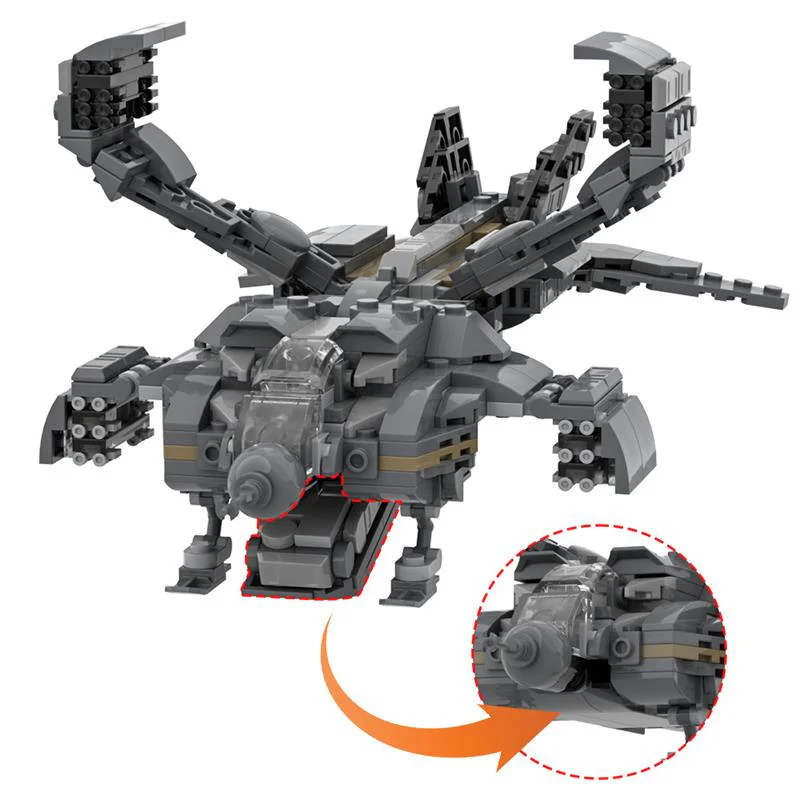 (Gobricks version) 585pcs MOC-128311 Micro Aliens Series PART I : UD-4L Dropship Landing Type - Image 12