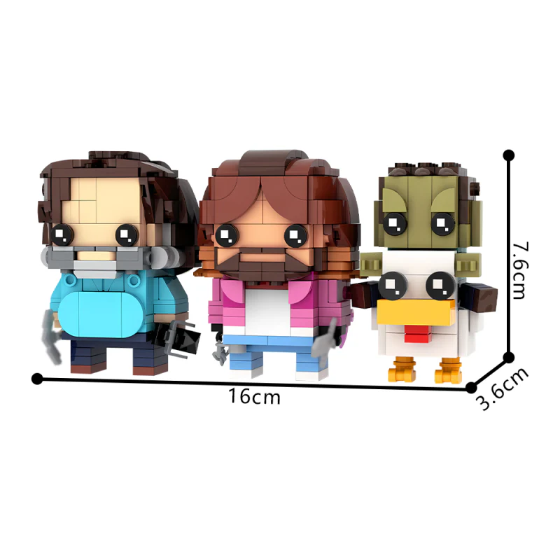 (Gobricks version) 588pcs MOC-217708 Steve, Garrett & Chicken Jockey Brickheadz LEGO MOC - A Mine Craft Movie - Image 2