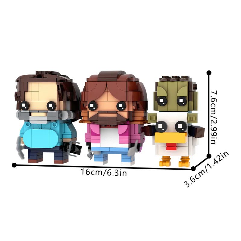 (Gobricks version) 588pcs MOC-217708 Steve, Garrett & Chicken Jockey Brickheadz LEGO MOC - A Mine Craft Movie - Image 3