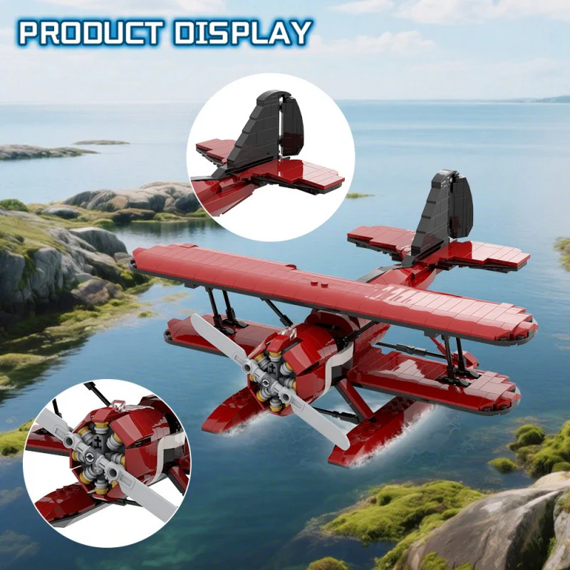 (Gobricks version) 620pcs MOC Acrobatic seaplane - Image 8