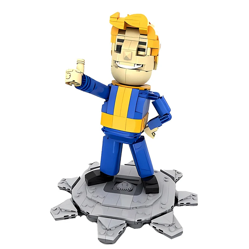 (Gobricks version) 626PCS MOC-179833 FALLOUT: Vault Boy posable desktop figurine with stand! - Image 2