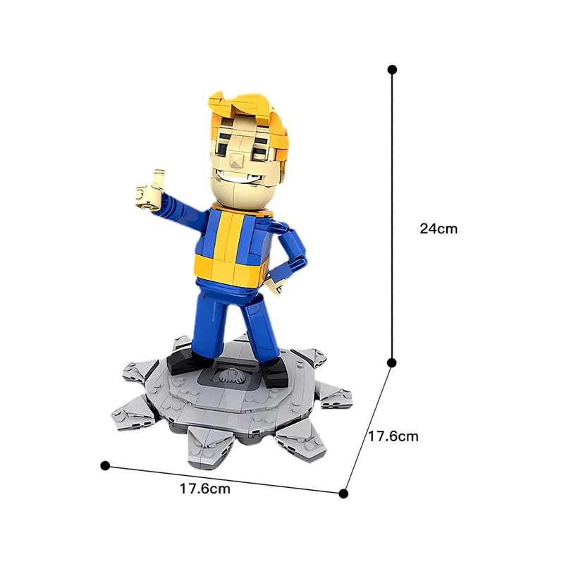 (Gobricks version) 626PCS MOC-179833 FALLOUT: Vault Boy posable desktop figurine with stand! - Image 4