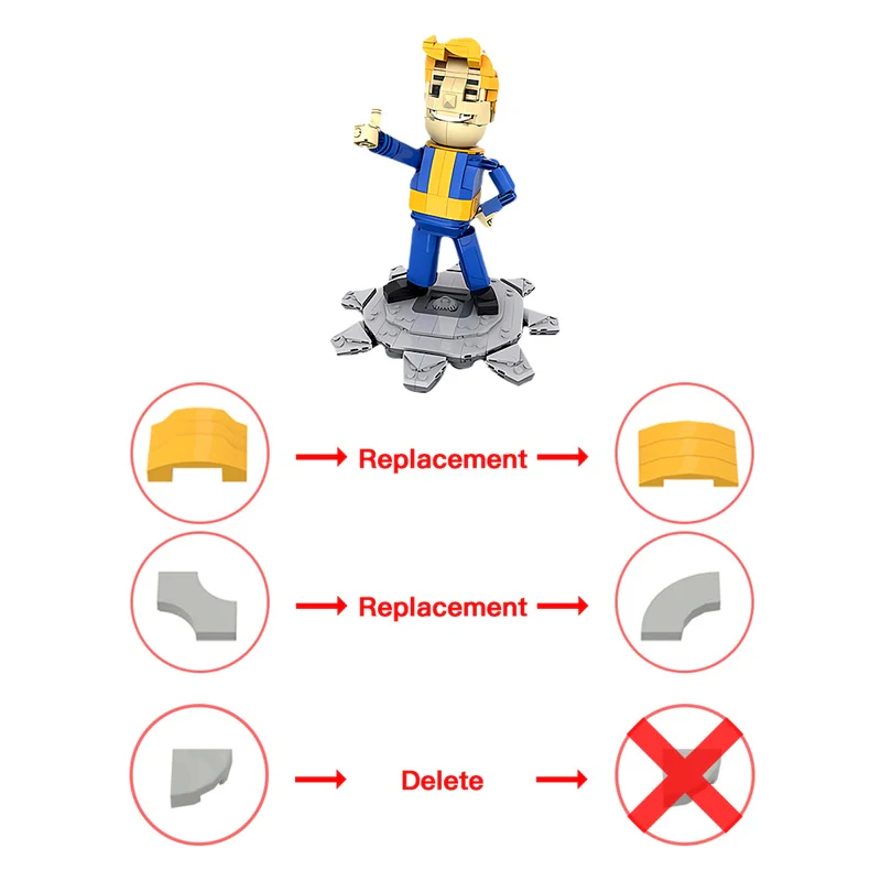 (Gobricks version) 626PCS MOC-179833 FALLOUT: Vault Boy posable desktop figurine with stand! - Image 5