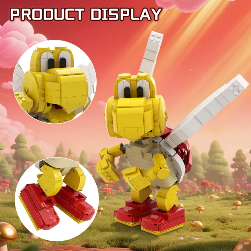 (Gobricks version) 634pcs MOC-160717 Red Koopa Paratroopa - Posable Display Figure 01 - Super Mario Bros - Image 8