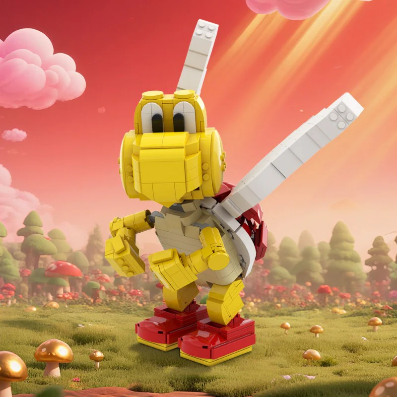 (Gobricks version) 634pcs MOC-160717 Red Koopa Paratroopa - Posable Display Figure 01 - Super Mario Bros - Image 9