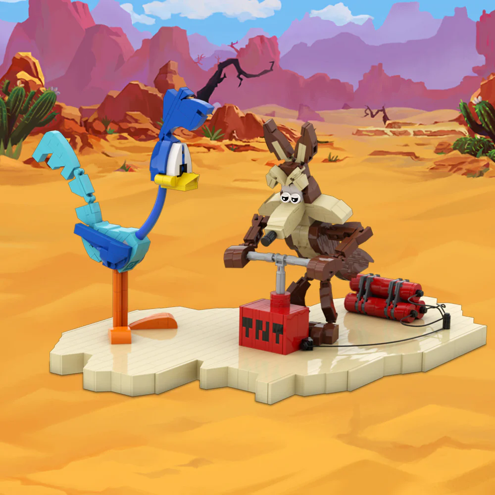 (Gobricks version) 634pcs MOC-214247 Roadrunner and Wile E Coyote - Image 4