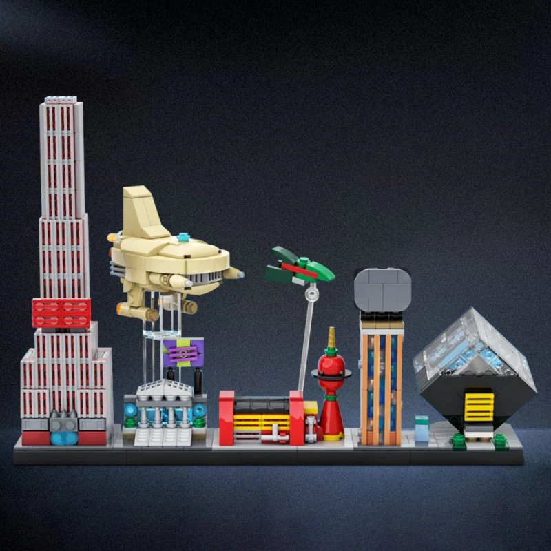 (Gobricks version) 759pcs MOC-85403 Futurama skyline - Image 4