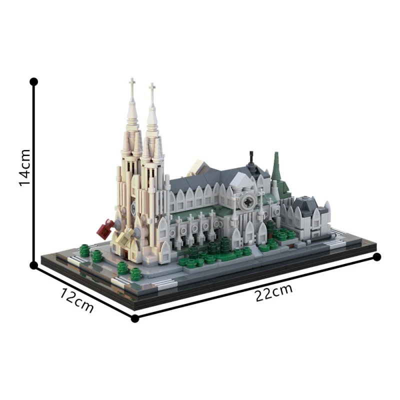 (Gobricks version) 843pcs MOC-214496 St. Patrick's Cathedral 1:800 - Image 4