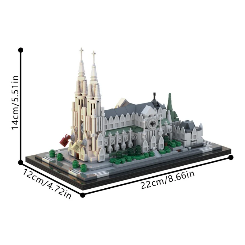 (Gobricks version) 843pcs MOC-214496 St. Patrick's Cathedral 1:800 - Image 5