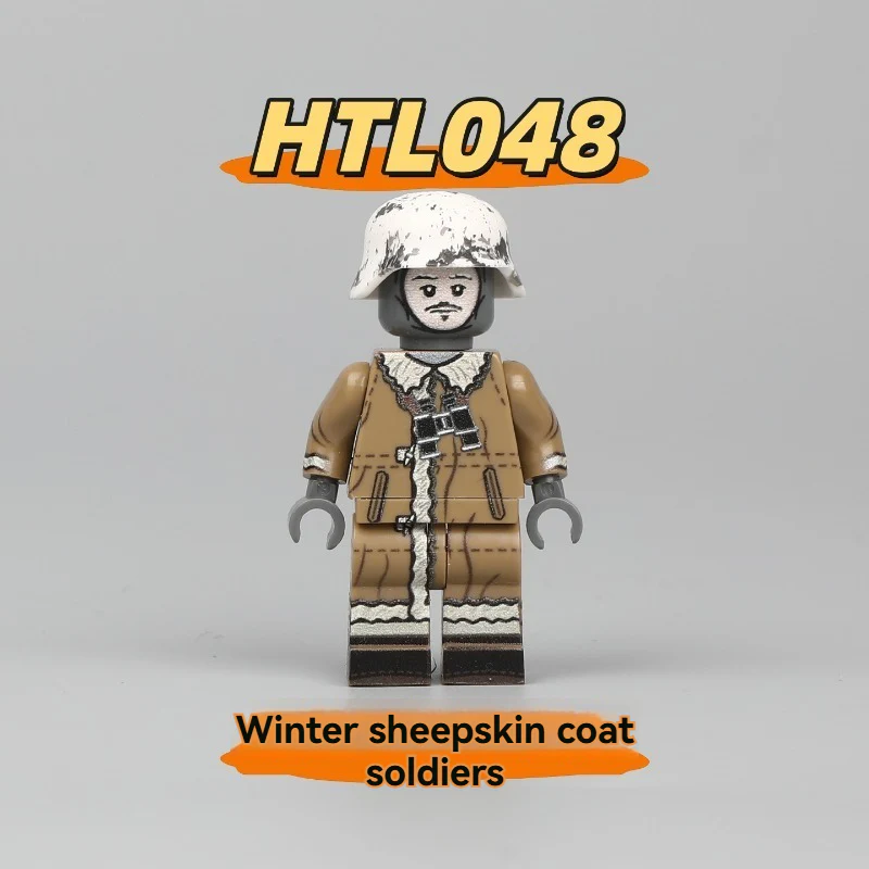 HTL047-048 World War II winter sheepskin coat soldiers Minifigures - Image 3